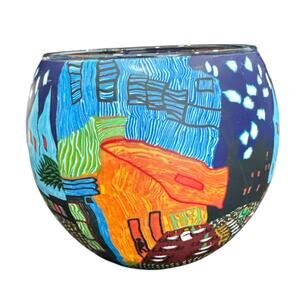 Colorful Glass Bowl Shaped Candy Jar or Votive Holder